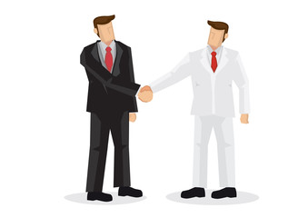 Business people hand shaking. Concept of negotiating business, cooperation, collaboration, teamwork, communication or partnership. Isolated vector illustration