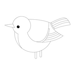 tit bird   vector illustration lining draw  profile side