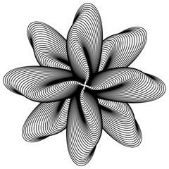 Abstract black and white circular pattern. Geometric pattern with visual distortion effect. Optical illusion. Op art. Guilloche for money, certificates, diplomas.