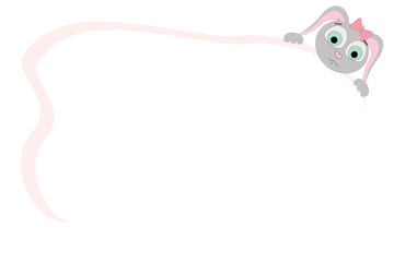 Vector illustration of cartoon bunny rabbit . Children's frame for text with a rabbit. Frame for text.