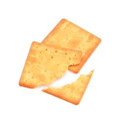 stack of square crackers isolated on white background. Dry cracker cookies isolated