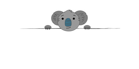 Frame for text with a koala. Illustration of a cartoon koala. Art illustration with a koala. Prints for T-shirts, textiles. © Amarievikka