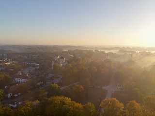 Foggy sunset over Wilanow