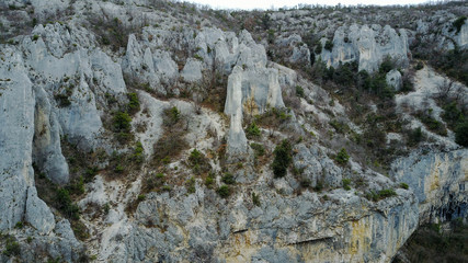 Fototapeta na wymiar Vela draga (Vranjska draga) is a canyon in eastern Istria, Croatia. It is a unique natural geoheritage site due to its geological formations in shapes of various natural pillars. 