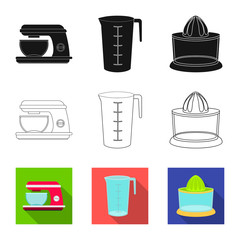 Isolated object of kitchen and cook sign. Set of kitchen and appliance stock symbol for web.