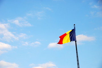 Romanian flag waving in the wind
