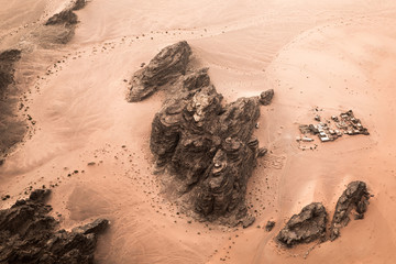 Aerial view of Wadi Rum