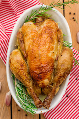 Oven baked roasted chicken with garlic