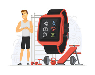 Fitness tracker - modern vector cartoon character illustration