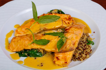 Grilled salmon steak