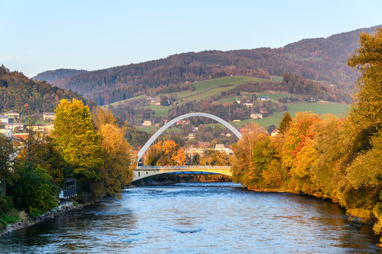 "Europe Bridge" in Bruck/Mur Austria, in autumn landscape