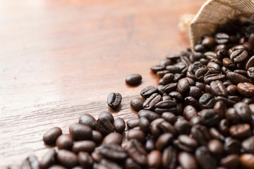 coffee beans on wooden table