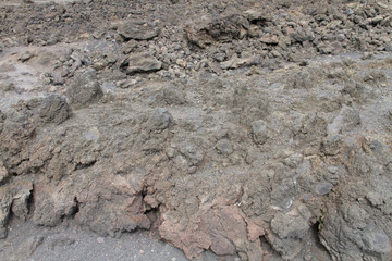 The soil on the slopes of the volcano Etna in Sicily