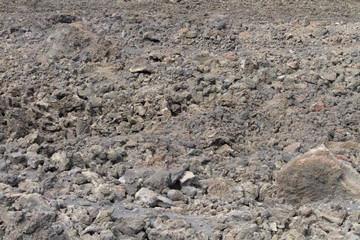 The soil on the slopes of the volcano Etna in Sicily