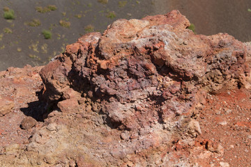 The soil on the slopes of the volcano Etna in Sicily