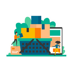 Online shopping. Flat style vector illustration.	