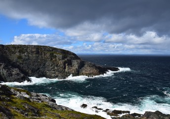 Fototapeta na wymiar landscape along the Killick Coast, seascape at Cape St Francis , Avalon Peninsula, NL Canada 