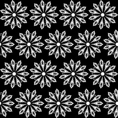 Vector seamless christmas pattern with retro snowflakes cut out on black background