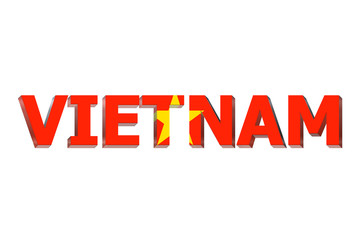 Flag of Vietnam on a text background.