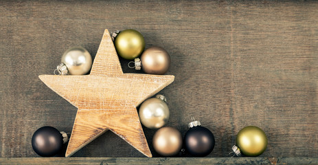 Christmas decoration glass balls with wooden star