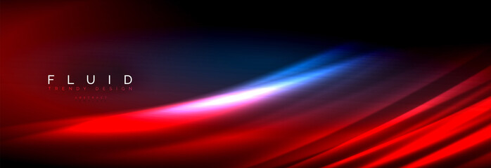 Neon glowing fluid wave lines, magic energy space light concept, abstract background wallpaper design