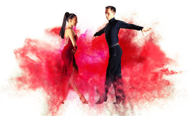 Dancing ballroom. Color dust effect