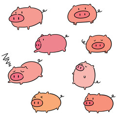 vector set of pig