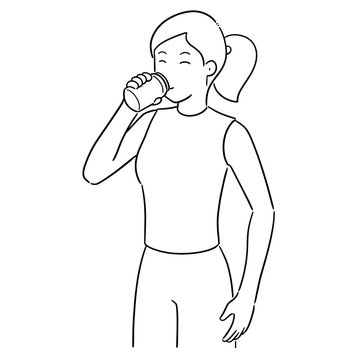 vector of woman drinking