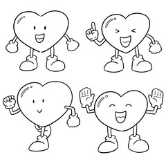 vector set of heart cartoon