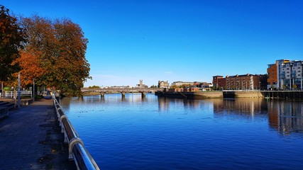 limerick city skyline ireland. beautiful limerick urban cityscape over the river shannon on a sunny day with blue skies. - 227971478