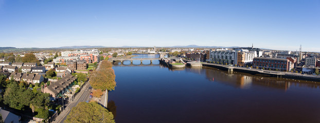 limerick city skyline ireland. beautiful limerick urban cityscape over the river shannon on a sunny day with blue skies. - 227972201