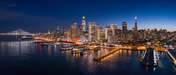  Aerial View of San Francisco Skyline with Holiday City Lights © heyengel