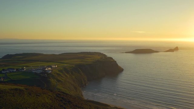 Worms Head Rhossili in the evening light Gower Wales