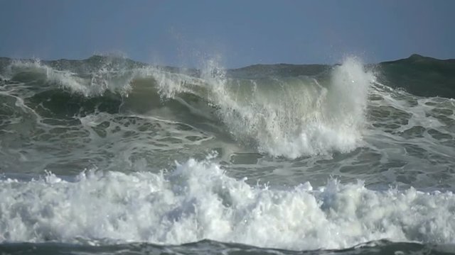 Ocean Big Wave Splashing Big Foam slow motion 