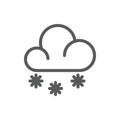 Cloud with snowflakes pixel perfect icon with editable stroke - winter seasonal element of snowy weather.