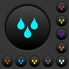 Water drops dark push buttons with color icons