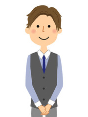 若い男性　あいさつ