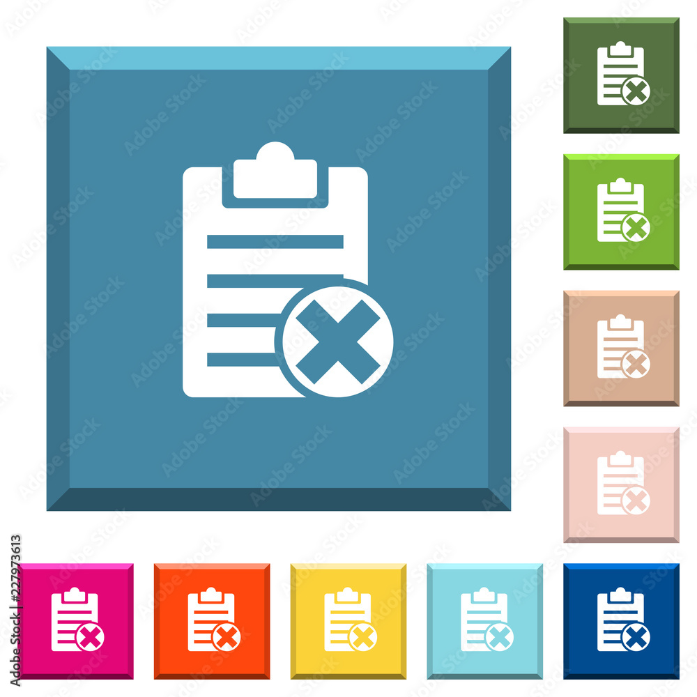 Poster note cancel white icons on edged square buttons