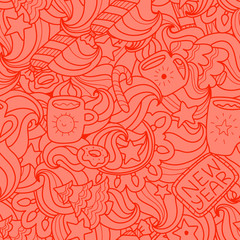 Fototapeta premium Christmas doodle pattern