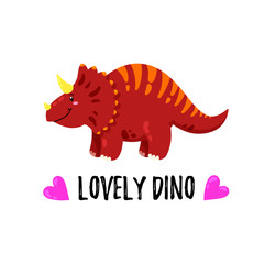 Cartoon vector illustration. Cute Doodle Dinosaur. Template for print, design