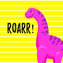 Cartoon vector illustration. Cute Doodle Dinosaur. Template for print, design