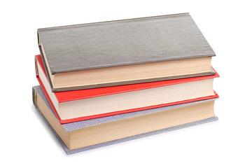 Stack of books on a white background isolation