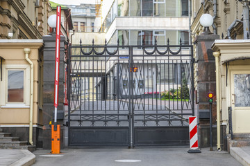 Moscow, Russia - October, 11, 2018: closed gates are in the center of Mosocw