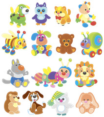 Vector collection of funny toy animals for small children
