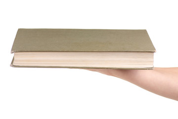 Book in hand on white background isolation
