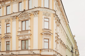 Saint Petersburg, RUSSIA - July 08, 2018: Fragment of a beautiful historical building of the city of Saint Petersburg.