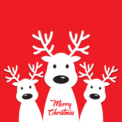 Fototapeta na wymiar white reindeer on a red background.