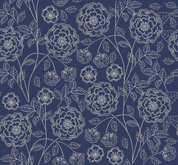 Classic Seamless pattern with decorative flowers for retro wallpapers