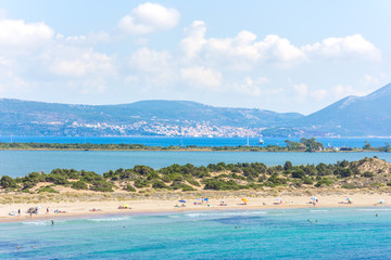 Amazing tropical sandy beach of Voidokilia, Peloponnese, Greece.