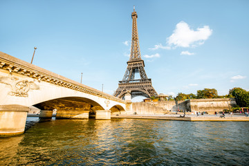 View on the Eiffel tower on Seine river during the daylight in Paris